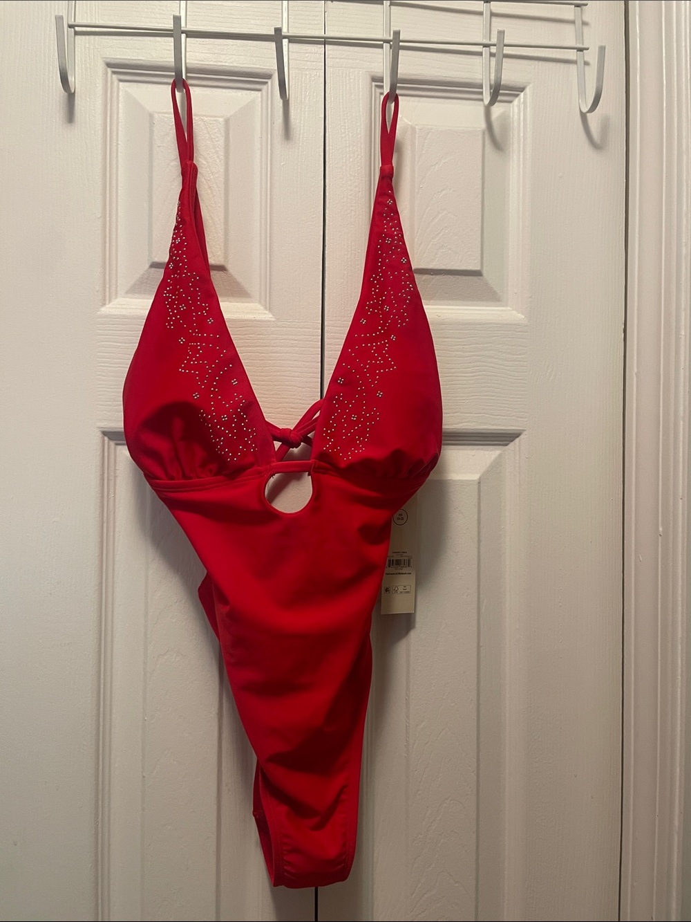 Red silver studded One-Piece Swimsuit
